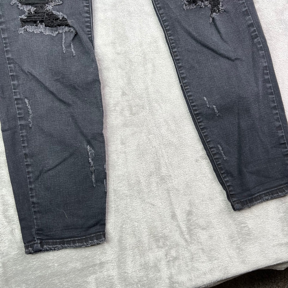 Judy Blue Boyfriend Jeans Womens 13/31 Black Solid Distressed Stretch Denim - Picture 3 of 16